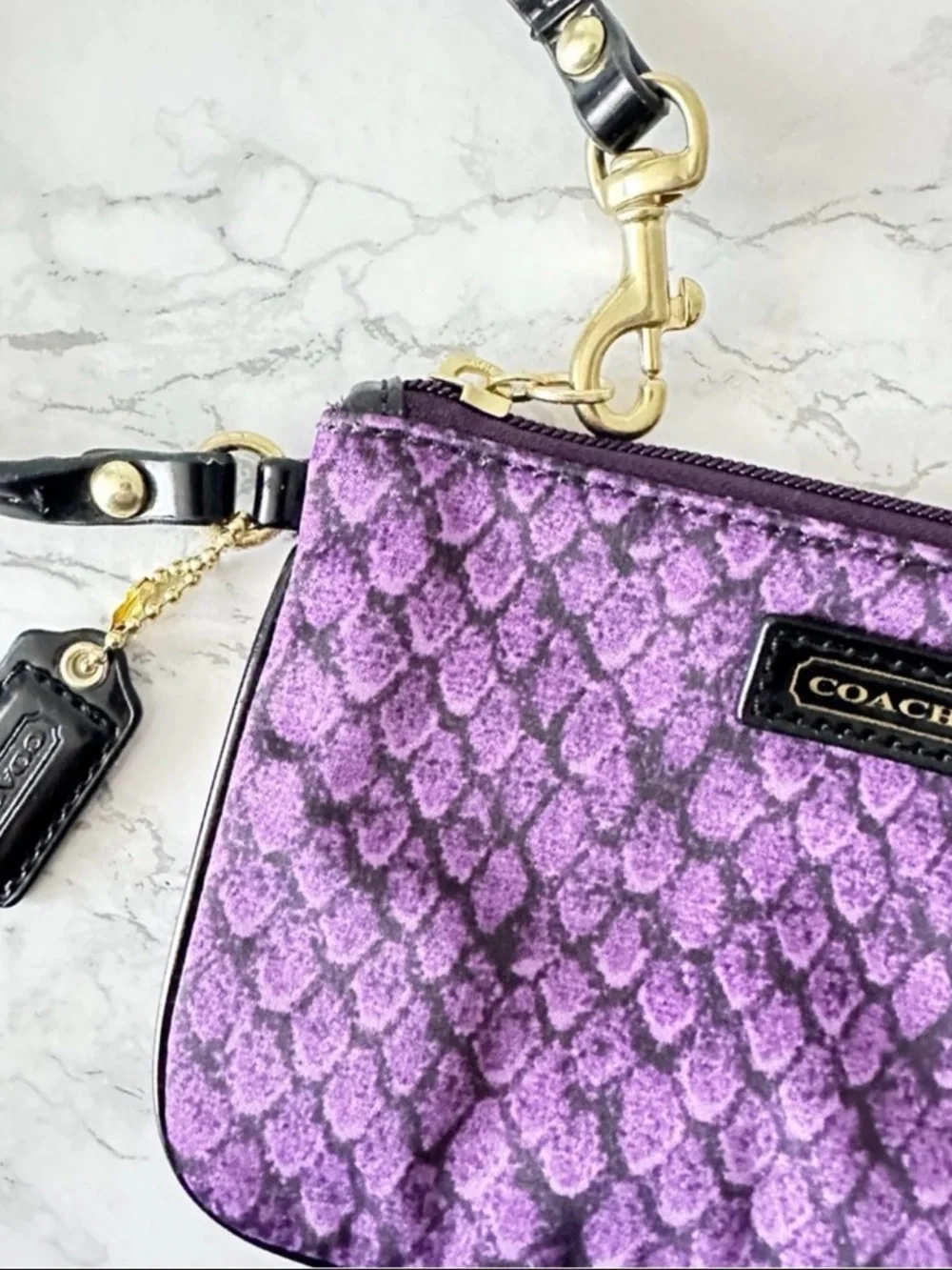 Coach Purple Patterned Wristlet Like NEW